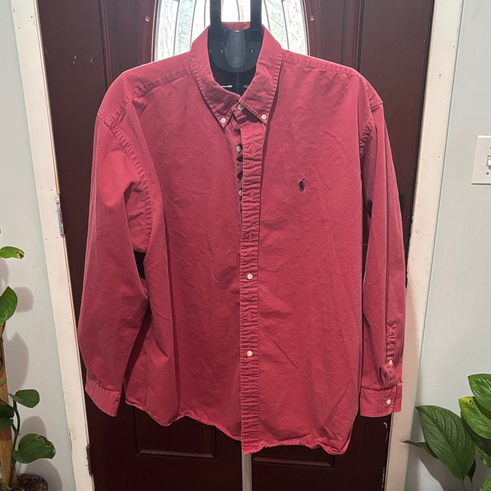 Ralph Lauren Men's Casual Red Button Down Shirt Size XXL